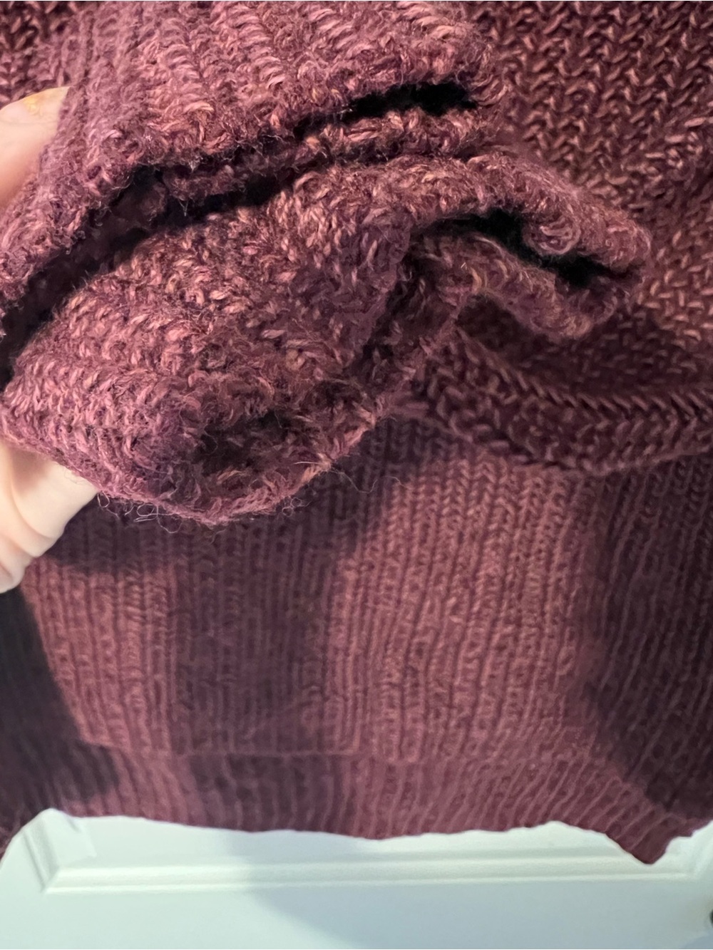 Chunky Cowl Neck Sweater in Burgundy - Picture 2 of 10